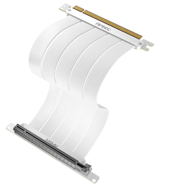 Antec PCIE-4.0 Riser Cable (200mm White) High Quality Gold Plated and Shielded PCB. Stability and Perforamnce 90 / 180 Degrees Flexible Cable (LS)