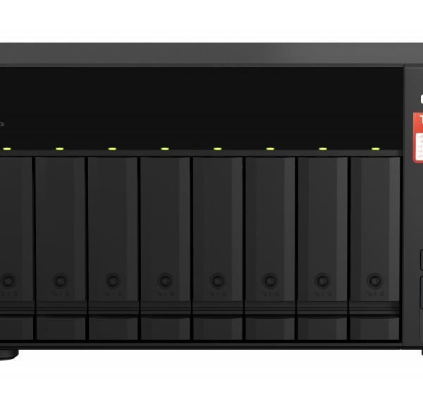 QNAP TS-873A-8G 8 Bay NAS AMD Ryzen™ Embedded V1500B 4-core/8-thread 2.2 GHz 8GB RAM 2xM.2 2280 PCIe 2x2.5GbE Hot-swappable WOL 3xUSB3.2 3YR WTY