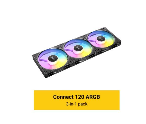 Antec Connect C120 ARGB Black Performance 120mm 4-pin PWM | LED: 3-pin  Vibration Absorbing and Anti-Noise Pads Easy Assemble 3pack Case Fans