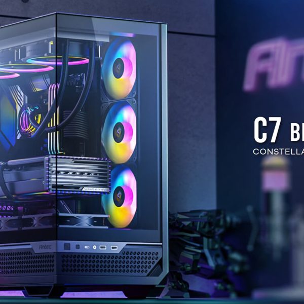 Antec C7-ARGB ATX,E-ATX Panoramic 270 View, USB-C, 4x ARGB PWM Fans. Side Radiator RTX 5090, 7900x, Back Connect MBs, Flip Door, Black Case