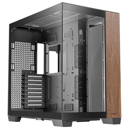 Antec C8 Wood ATX, E-ATX, Seamless Edge View Front and Side, USB-C, 4mm Tempered Glass, 360mm liquid cooler top, bottom, side. 2x USB 3.0 Black Case