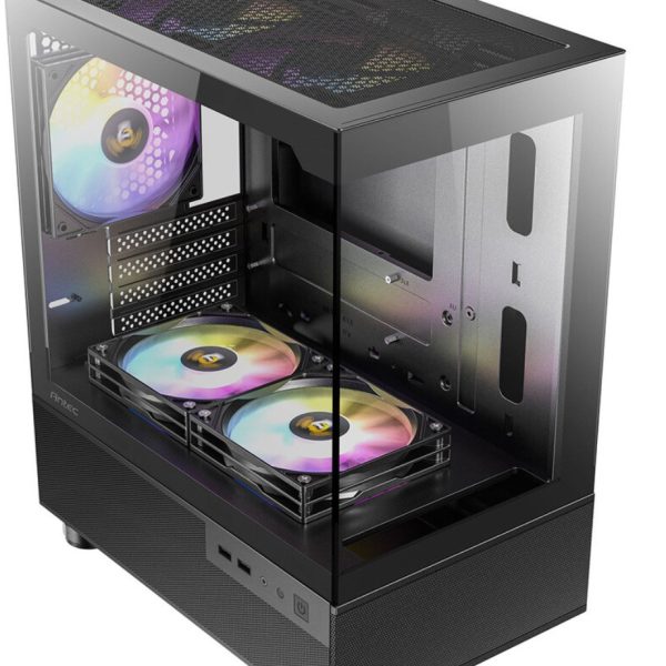 Antec CX200M RGB Elite, mATX, 270 degrees view, USB 3.0 x 2, Audio I/O Bottom. Mesh front and bottom. Clear Glass View, 5x RGB Fans.  Gaming Case