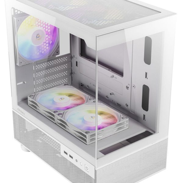 Antec CX200M RGB Elite, mATX, 270 degrees view, USB 3.0 x 2, Audio I/O Bottom. Mesh front and bottom. Clear Glass View, 5x RGB Fans. White Gaming Case