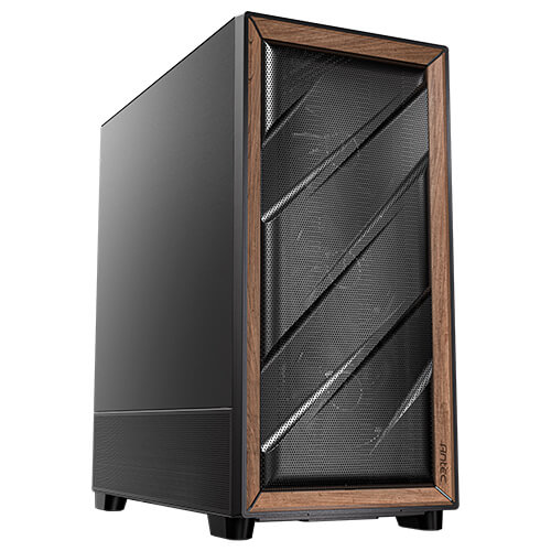 Antec Flux SE ATX, E-ATX, matx, Walnut Wood Trim Solid Side Panel, 5 x PWM Fans, Multi-Direction Vent design, Removable Top Cooling Bracket. Case