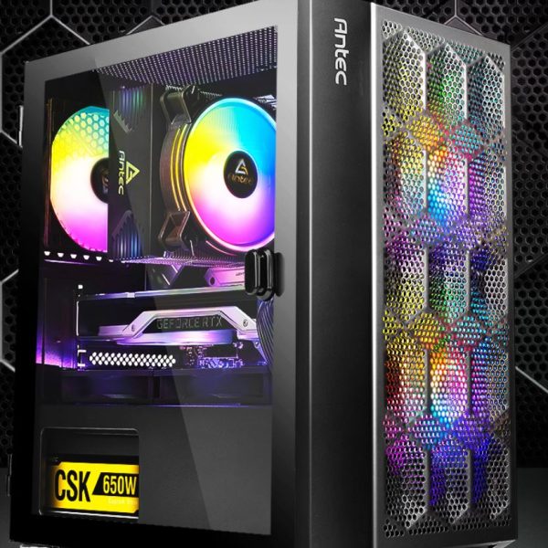 Antec NX200M RGB m-ATX, ITX Case, 3x RGB Fan. Large Mesh Front for excellent cooling, Side Window, Radiator 240mm. GPU 275mm