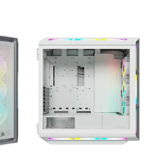 Corsair iCUE 5000T RGB ATX Mid-Tower Case, USB Type-C, 160 RGB LED, Rapid Route, Maximum Cooling, Tool Free Hinged Side Panels, White (LS)