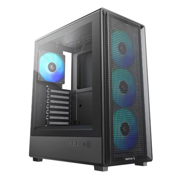 DeepCool CC550 4F High Airflow Mid Tower ATX Case, 4 Pre-Installed Fans, USB3.0 x1,USB2.0 x1,Type-C x1,Audio x1