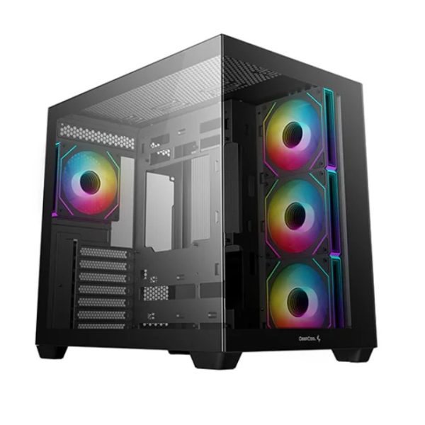 DeepCool CG530 4F ATX Case, Tempered Glass, 4 Pre-Instaled Fans, USB3.0×2、Gen2 Type-C x1、Audio/Mic×1, Cable,  Supports Rear Connector