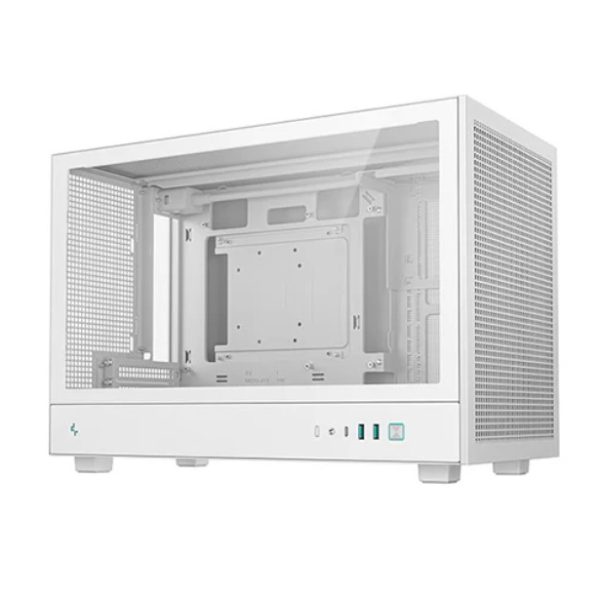 DeepCool CH260 WH M-ATX Case, Extremely Portable Size，Abundant Airflow Ventilation，Mesh and Glass panels，Up to 360mm Liquid Cooling