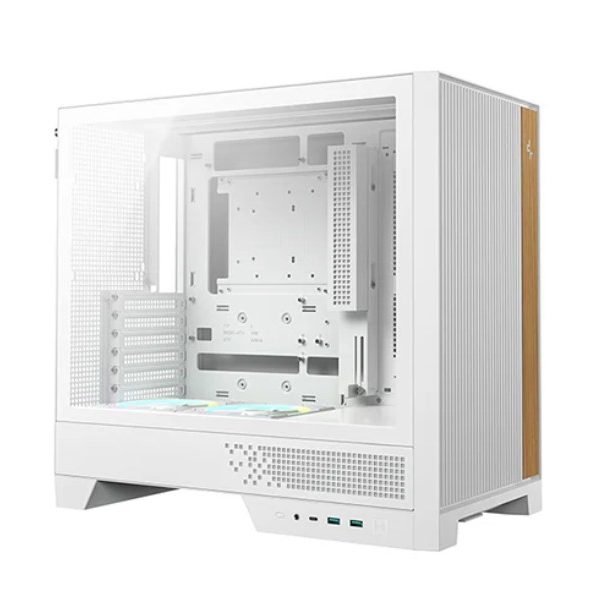 DeepCool CL600 WH High Airflow Compact ATX Case, Two Pre‑Installed Fans,Tempered Glass Side Panel, Clean Cable Management