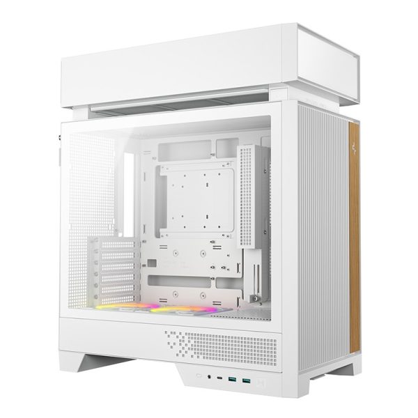 DeepCool CL660 White Innovative Compartmentalized Optimized ATX Case Pre-installed Dual ARGB Fans, Build-in Atmosphere