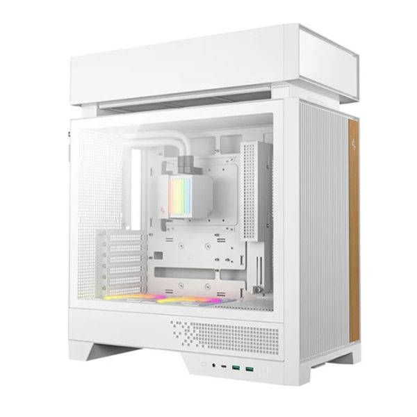 DeepCool CL6600 White Innovative Compartmentalised ATX Case, Pre-installed 360mm Liquid Cooler, Up To 388mm GPUs, BTF, 7 Expansion Slots