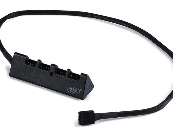 DeepCool FH-04 4 Port Fan Hub, Compatible With 12V 3PIN/4PIN Fans, 550mm, Extend Up To 4 Fans
