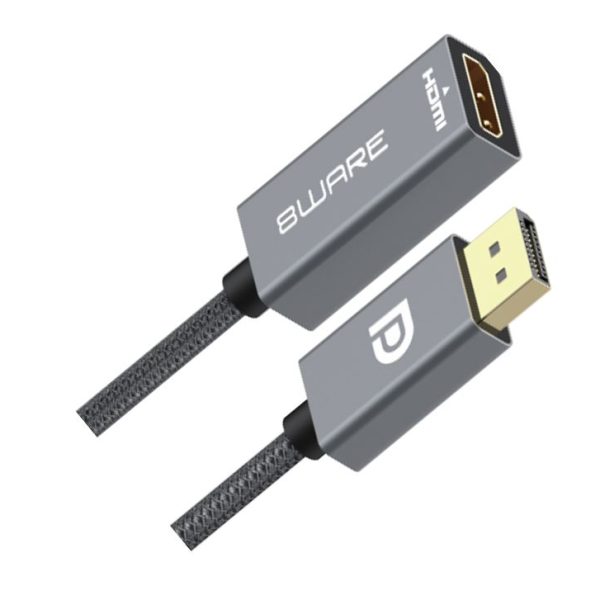 8ware DisplayPort DP to HDMI Adapter Converter Cable 15cm - Male to Female 1080P Gold-Plated for PC/Laptop to HDTVs Projectors Displays Retail Pack