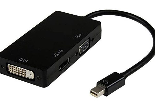 8ware 3 in1 Thunderbolt Mini DP DisplayPort to HDMI DVI VGA Hub Adapter Converter Cable for MacBook Air Mac Mini Microsoft Surface Pro 3/4/5