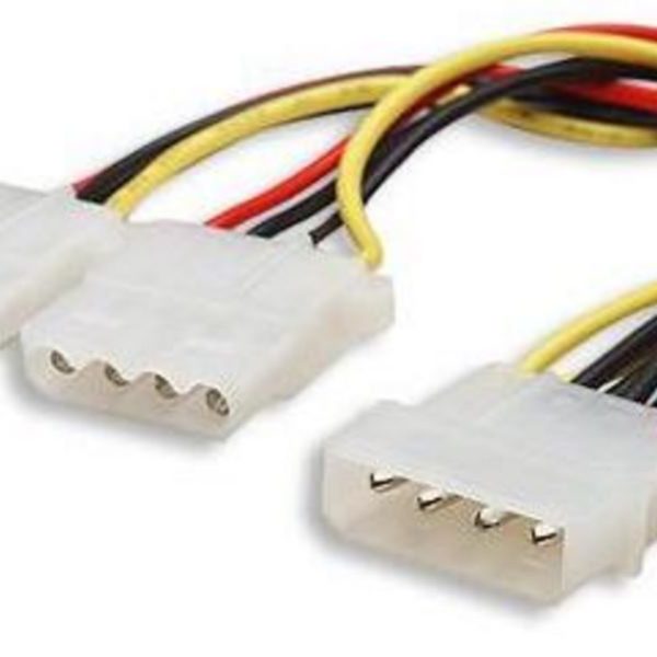 8ware Internal Power Molex Cable 20cm - 5.25' 4 pins Male to 2x 5.25' 4 pins Female 18AWG RoHS
