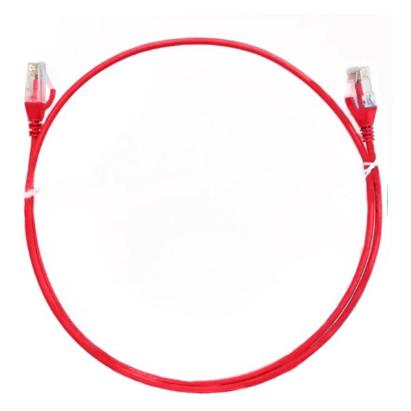 8ware CAT6 Ultra Thin Slim Cable 15m - Red Color Premium RJ45 Ethernet Network LAN UTP Patch Cord 26AWG for Data