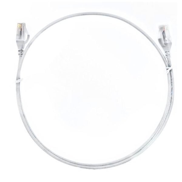 8ware CAT6 Ultra Thin Slim Cable 2m / 200cm - White Color Premium RJ45 Ethernet Network LAN UTP Patch Cord 26AWG for Data