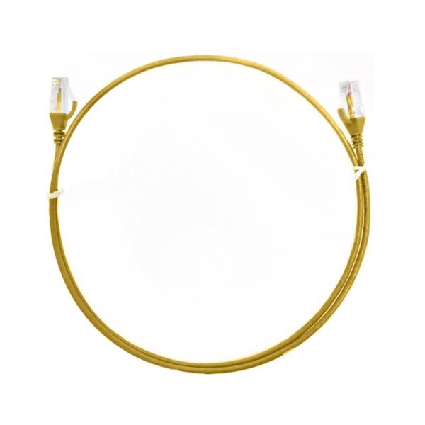 8ware CAT6 Ultra Thin Slim Cable 15m - Yellow Color Premium RJ45 Ethernet Network LAN UTP Patch Cord 26AWG for Data