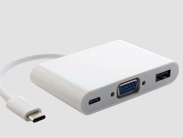 Astrotek Thunderbolt USB 3.1 Type C (USB-C) to VGA + USB + Card Reader Video Adapter Converter Male to Female for Apple Macbook Chromebook Pixel White