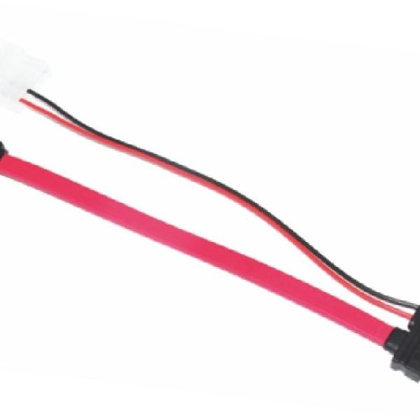 Astrotek Slim SATA Cable 30cm + 10cm 6 pins + 7 pins to 4 pins + 7 pins Red Colour