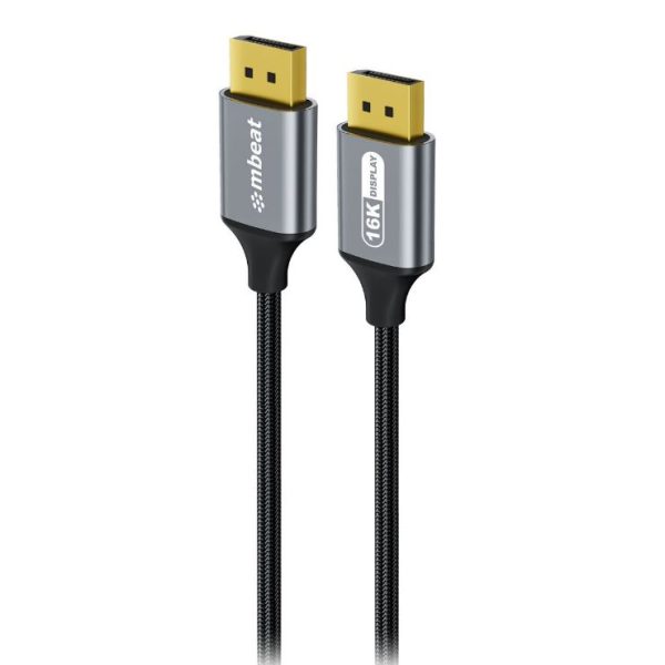 mbeat® Tough Link 1.8m 16K DP to DP Cable - Space Grey 40Gbps 180cm × 2.2cm × 1.10cm