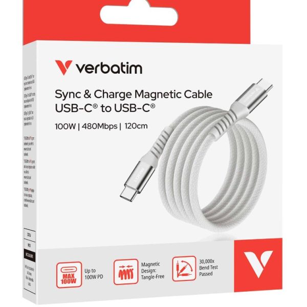 Verbatim Sync & Charge USB C to USB C 100W Magnetic 120 cm - Grey