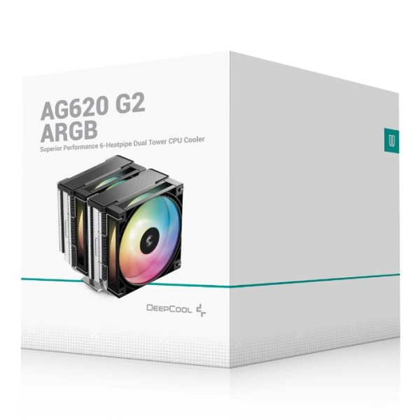 DeepCool AG620 ARGB G2 Dual-Tower CPU Cooler, 2x 120mm Fan, 6 Copper Heat Pipes, Intel LGA2066/2011-v3/2011/1700/1200/1151/1150/1155 AMD AM5/AM4