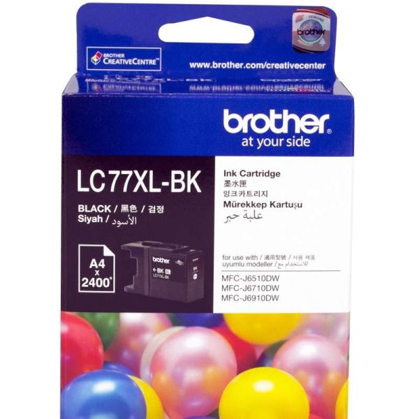 Brother LC-77XLBK Black Super High Yield Ink Cartridge- MFC-J6510DW/J6710DW/J6910DW/J5910DW - up to 2400 pages