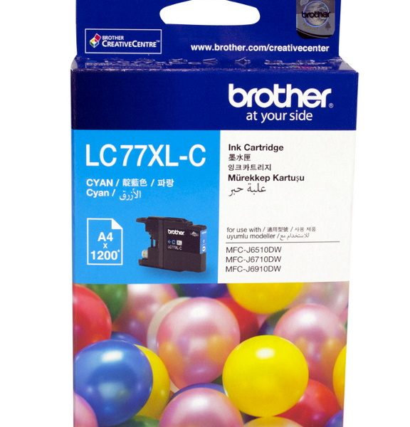 Brother LC-77XLC Cyan Super High Yield Ink Cartridge- MFC-J6510DW/J6710DW/J6910DW/J5910DW - up to 1200 pages