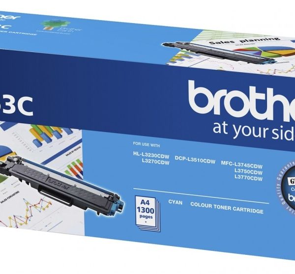 Brother TN-253C Cyan Toner Cartridge to Suit -  HL-3230CDW/3270CDW/DCP-L3015CDW/MFC-L3745CDW/L3750CDW/L3770CDW (1,300 Pages)