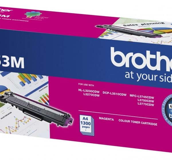 Brother TN-253M Magenta Toner Cartridge to Suit -  HL-3230CDW/3270CDW/DCP-L3015CDW/MFC-L3745CDW/L3750CDW/L3770CDW (1,300 Pages)