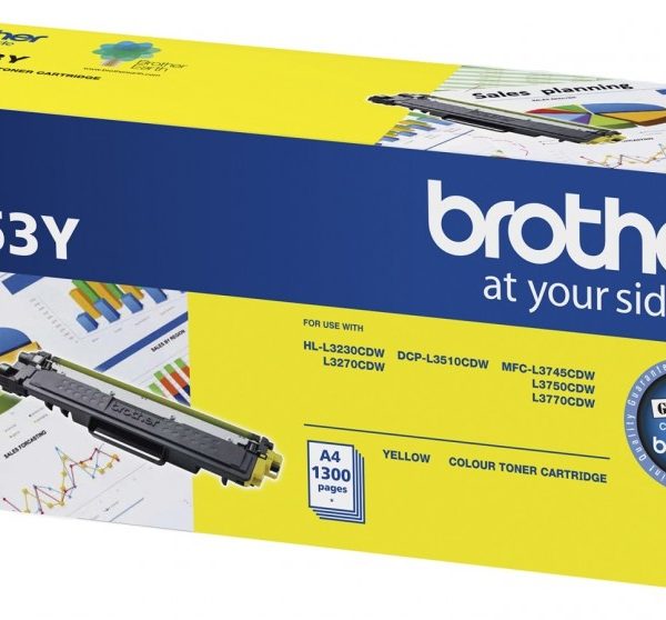 Brother TN-253Y Yellow Toner Cartridge to Suit -  HL-3230CDW/3270CDW/DCP-L3015CDW/MFC-L3745CDW/L3750CDW/L3770CDW (1,300 Pages)