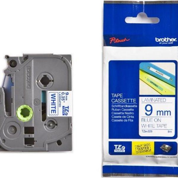 Brother TZE2239MM Blue On WHITE TZE TAPE