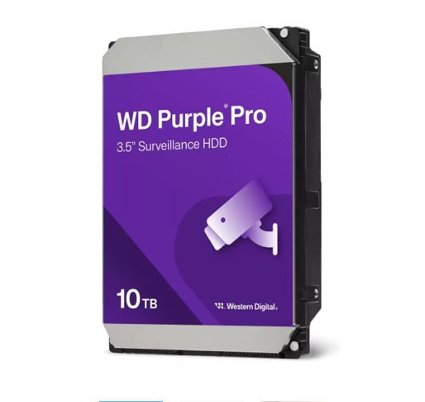 Western Digital WD102PURP Purple Pro 10TB 3.5' Surveillance HDD 7200RPM 256MB SATA3 265MB/s 550TBW 24x7 64 Cameras AV NVR DVR 2.5mil MTBF 5yrs