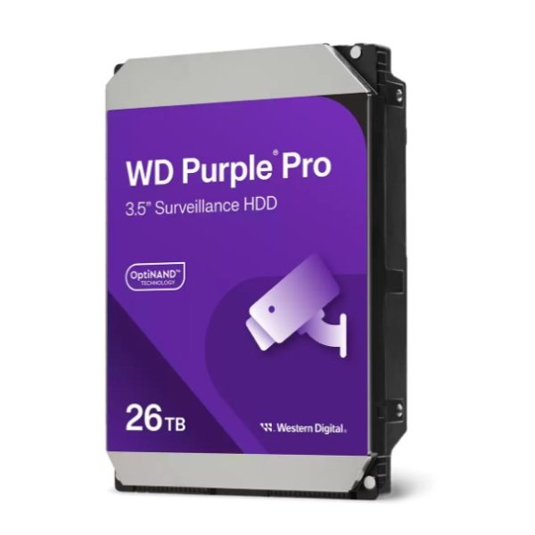 Western Digital WD Purple Pro 26TB 3.5' Surveillance HDD 7200RPM 512MB SATA 287MB/s 7200 RPM 512MB 5yrs warranty