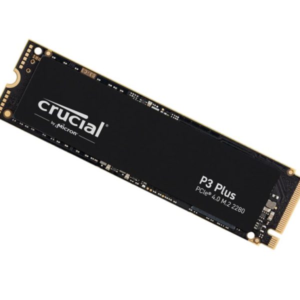 Crucial P3 Plus 500GB Gen4 NVMe SSD 4700/1900 MB/s R/W 110TBW 350K/460K IOPS 1.5M hrs MTTF Full-Drive Encryption M.2 PCIe4 5yrs