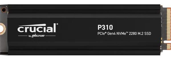 Crucial P310 2TB Gen4 2280 NVMe SSD w Heatsink 7100/6000 MB/s R/W 440TBW 1000K/1200K IOPS 1.5M hrs MTTF Full-Drive Encryption M.2 5yrs ~CT2000P310SSD8