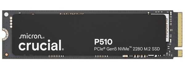 Crucial P510 1TB Gen5 2280 NVMe M.2 SSD 11,000 / 9,500 MB/s R/W 600TBW 1.5M IOPS 1.5M hrs MTTF Full-Drive Encryption 5yrs