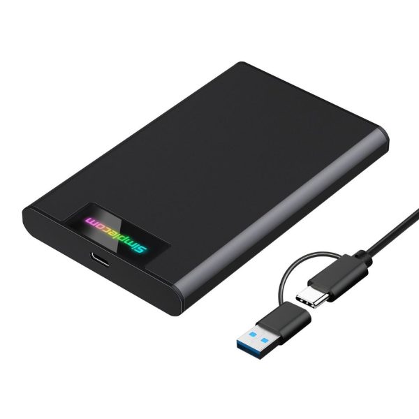 Simplecom SE239 Tool-free 2.5' SATA HDD SSD to USB-C Enclosure with RGB Lights USB 3.2 Gen 2 2 interface, utilize full speed of SATA SSD up to 6Gbps