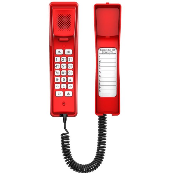 Fanvil H2U Compact IP Phone, 2 SIP Lines, HD Audio, Desk/Wall Mount, 10 Speed Dial Keys, PoE, 3 Way Conference, 2 Year Warranty - Red