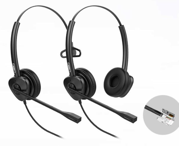 Fanvil HT302 RJ9 Dual Headset - OverThe Head Design, Suit For Small Office, Home Office (SOHO) Or Call Center Staff