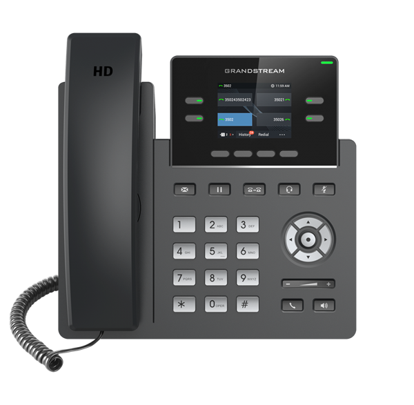 Grandstream GRP2612W 4 Line IP Phone, 2 SIP Accounts, 320x240 Colour Screen, HD Audio, Inbuilt WiFi, Includes PSU