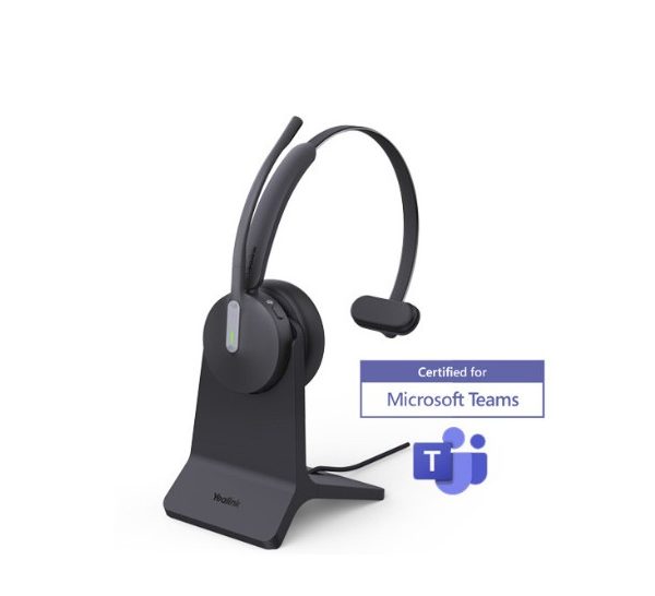 Yealink BH70 Bluetooth Wireless Mono Headset with Stand Teams USB-C/A, 3mic noise cancellation up to 35h Talk time BT51 C Dongle with Type A Adapter