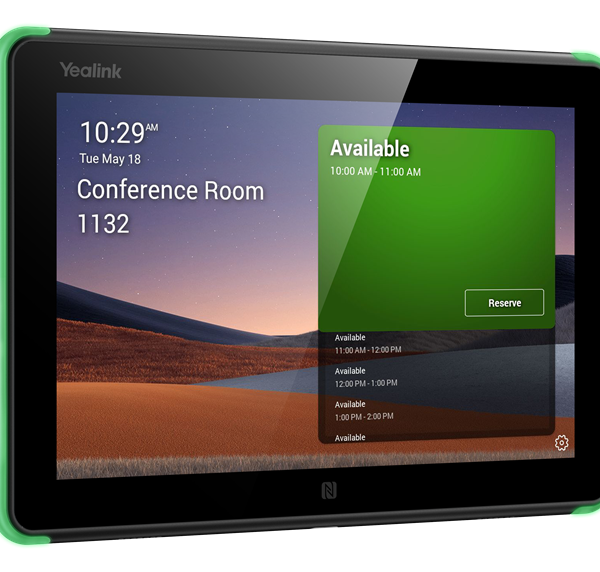Yealink Roompanel Android based Scheduling Panel 8-inch, flush mount kit for wall or glass, 20° Tilt, PSU included, Yealink Platform, Microsoft Teams,