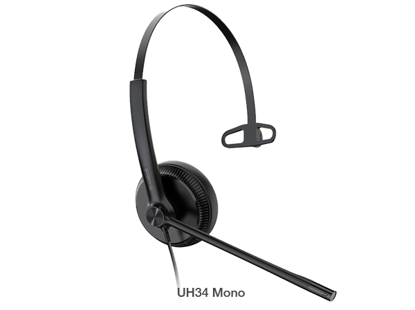 Yealink UH34 Mono Teams USB Headset, Lightweight, All Day Wearing Comfort, Ear Wideband Noise Cancelling Microphone, Leather Ear Cushions, USB-A