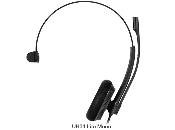 Yealink UH34 Lite Mono Teams USB Headset, Lightweight, All Day Wearing Comfort, Ear Wideband Noise Cancelling Microphone, Foamy Ear Cushions, USB-A