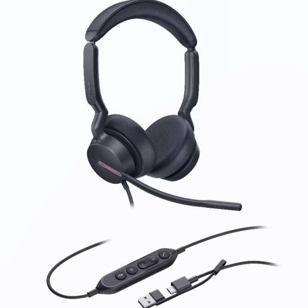 Yealink UH46 Dual UC USB-C/A Unified  Communications  USB  Wired  Headset 3-Noise-Canceling Microphones 35mm Speaker Busylight Leather Controller