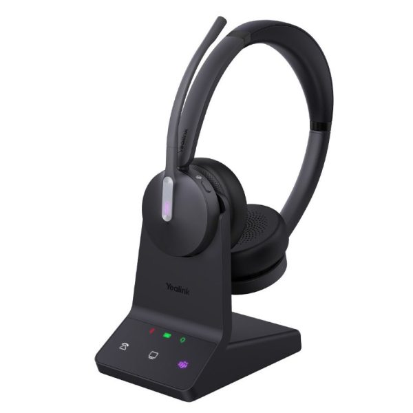 Yealink WH64 Hybrid Dual with Charging Stand Teams DECT Wireless Headset, DECT & Bluetooth 3-Mic Noise Cancellation, DECT Dongle USB-A WDD60