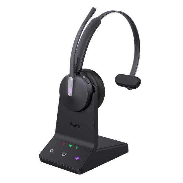 Yealink WH64 Mono UC DECT Wireless Headset, DECT & Bluetooth Wireless Technology, 3-Mic Noise Cancellation, UC Certified,  Charging Stands